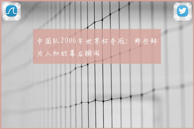 中国队2006年世界杯夺冠：那些鲜为人知的幕后瞬间